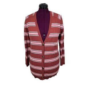 Women's BB Dakota Reddish Brown Striped Sweater Cardigan | Size Medium